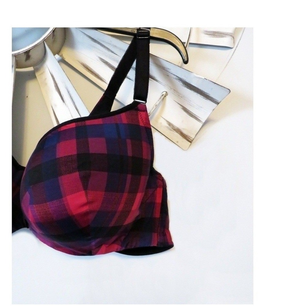 Torrid Curve Full-Coverage Balconette Plaid‎ Print 360° Back Smoothing Bra 44B - Picture 6 of 10